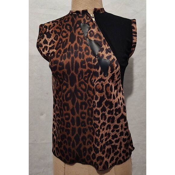VINTAGE British made Sleeveless animal print top blouse. PLEASE SEE MEASUREMENTS - Picture 1 of 5